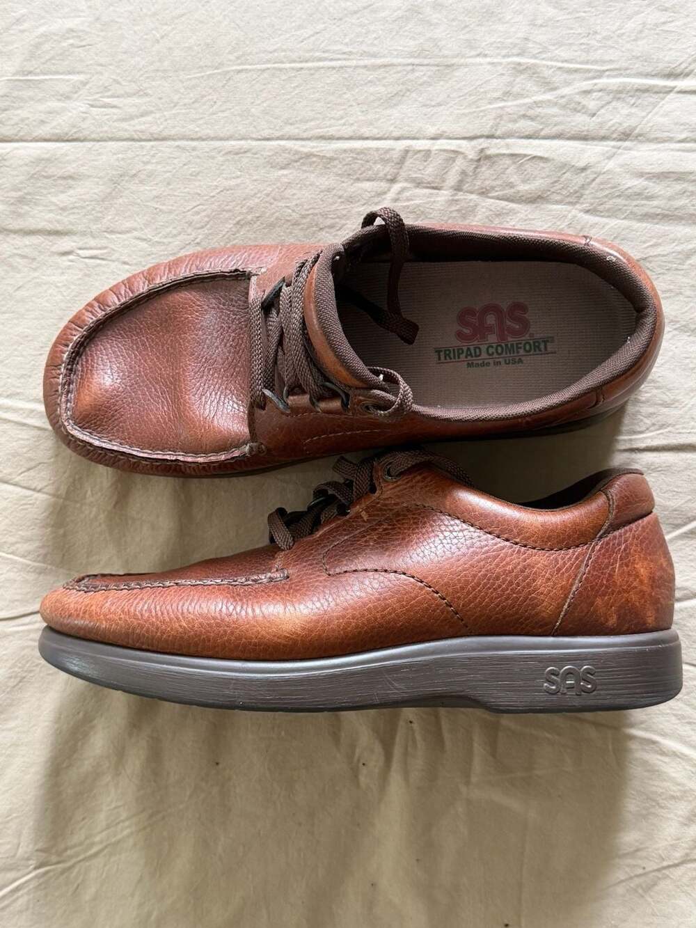 Made in USA sas men's bout time moc toe oxford - brown cordovan leather